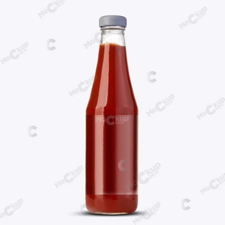 Large Glass Ketchup Bottles Mockup