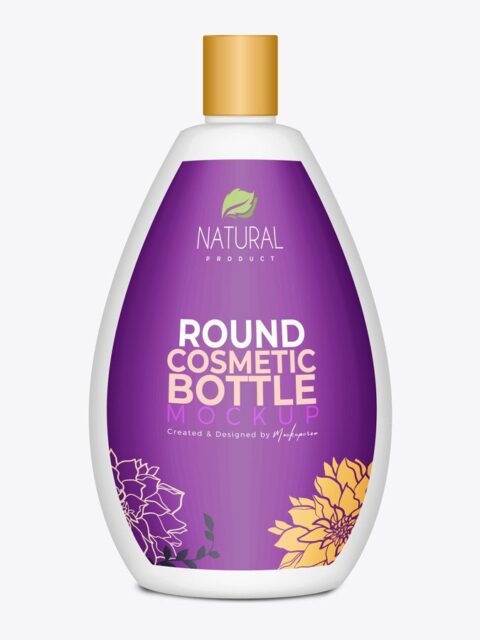 Plastic Round Cosmetic Bottle mockup