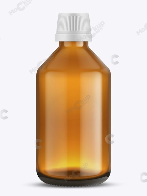 Medium Amber Bottle Mockup