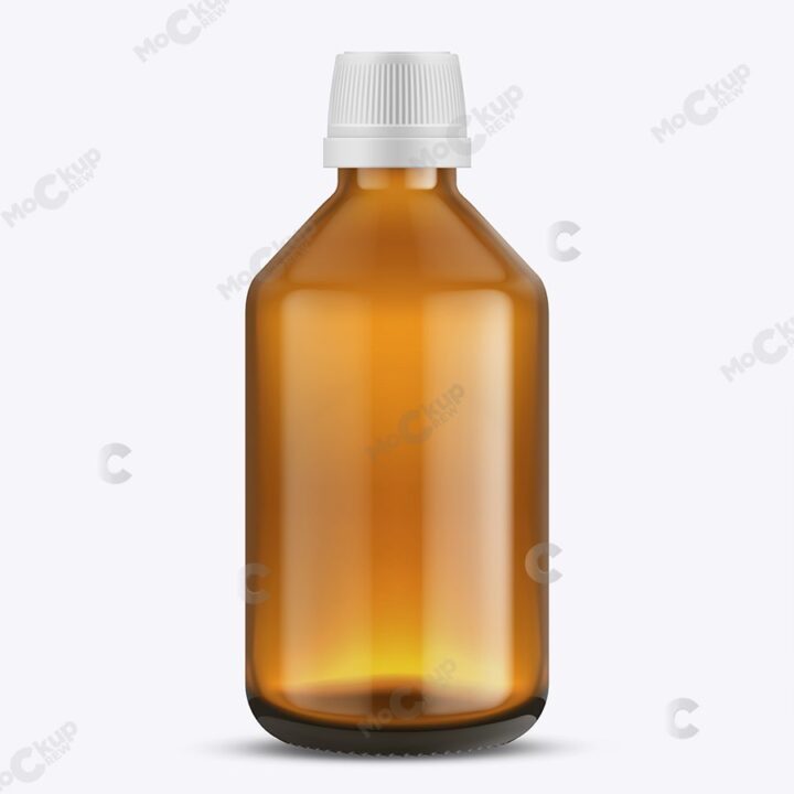 Medium Amber Bottle Mockup