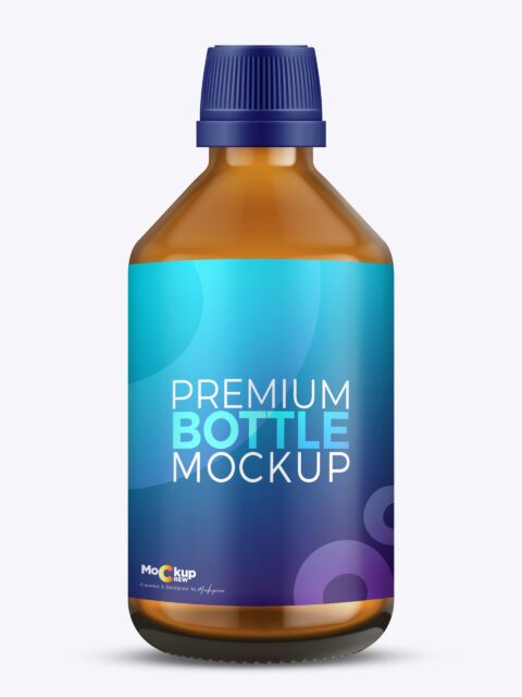 Medium Amber Bottle Mockup